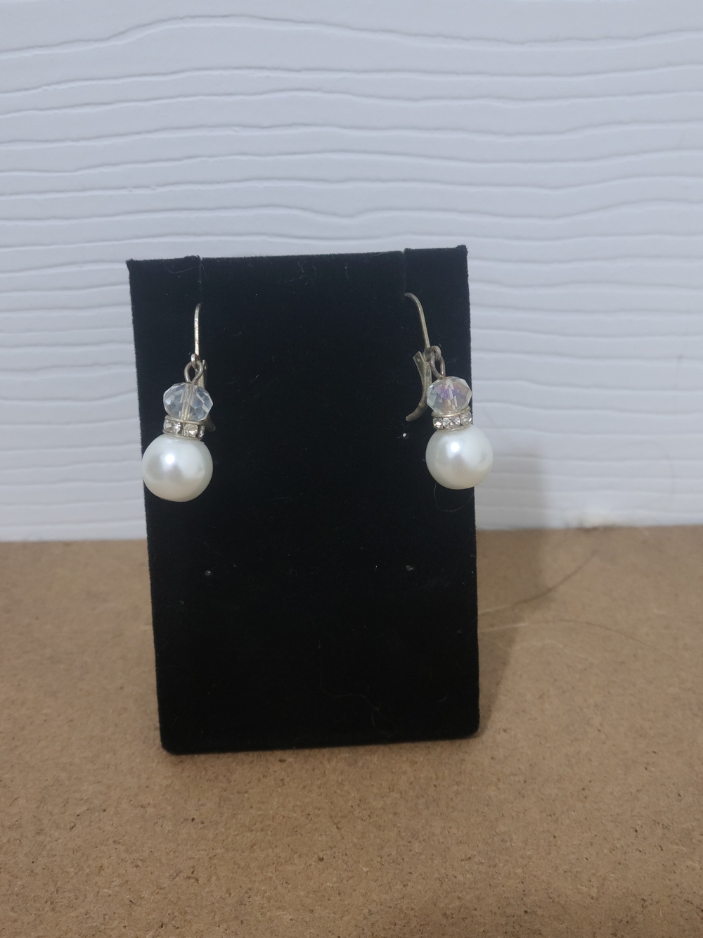 Elegant White Pearl Drop Earrings with Crystal Accent